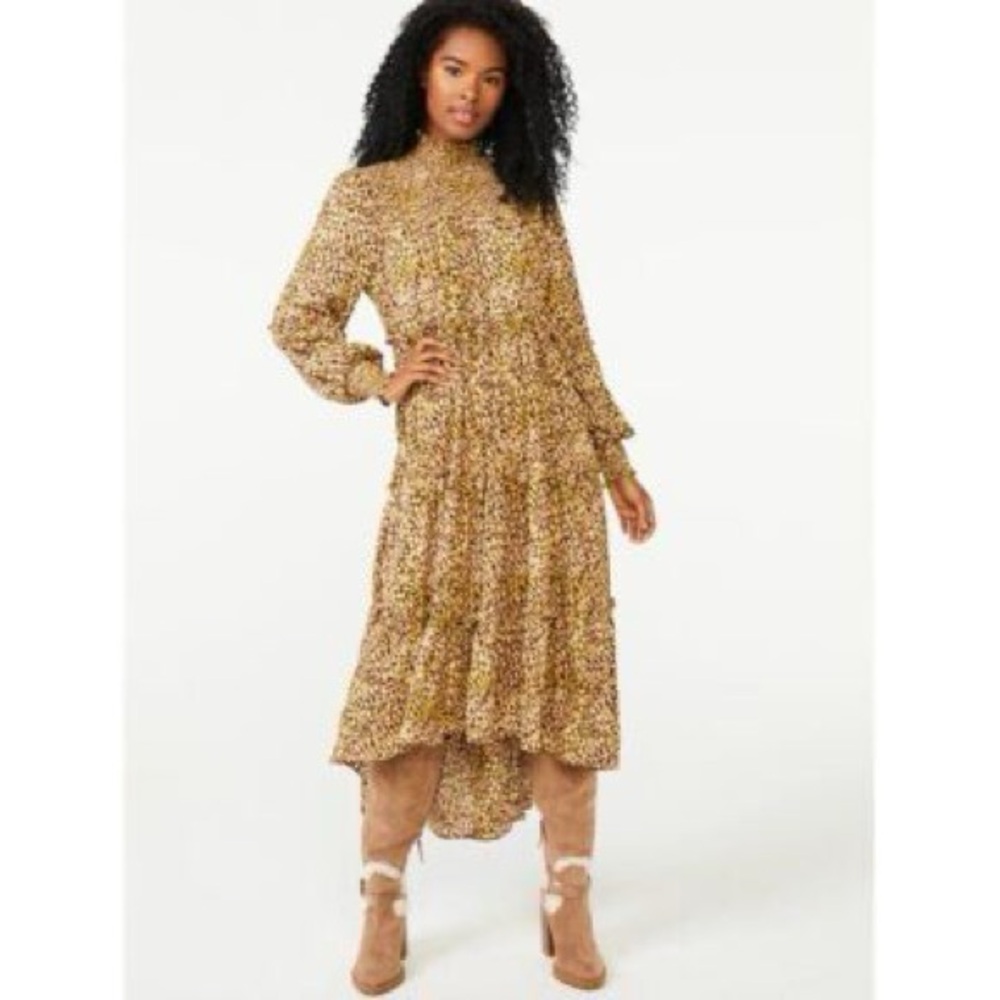 Chic Long Sleeve Animal Print Dress